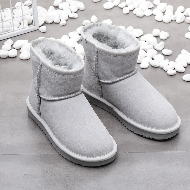 Bottes courtes de neige pour femmes | Fond plat, coton, laine polaire