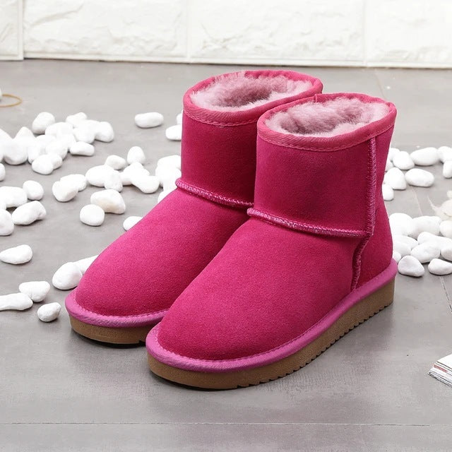 Bottes courtes de neige pour femmes | Fond plat, coton, laine polaire