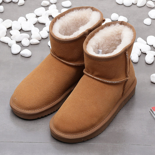 Bottes courtes de neige pour femmes | Fond plat, coton, laine polaire