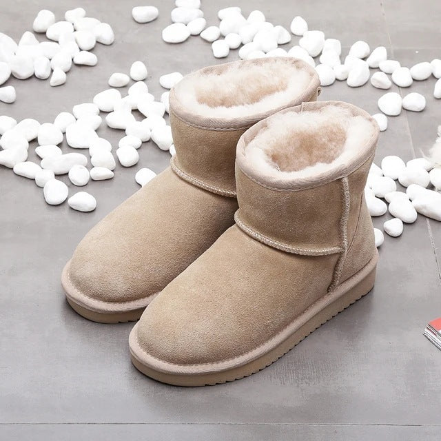 Bottes courtes de neige pour femmes | Fond plat, coton, laine polaire