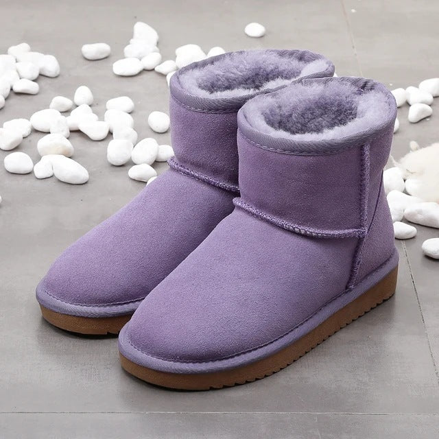 Bottes courtes de neige pour femmes | Fond plat, coton, laine polaire