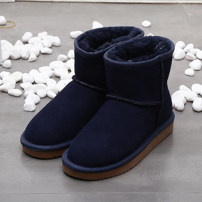 Bottes courtes de neige pour femmes | Fond plat, coton, laine polaire