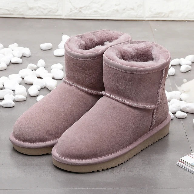 Bottes courtes de neige pour femmes | Fond plat, coton, laine polaire